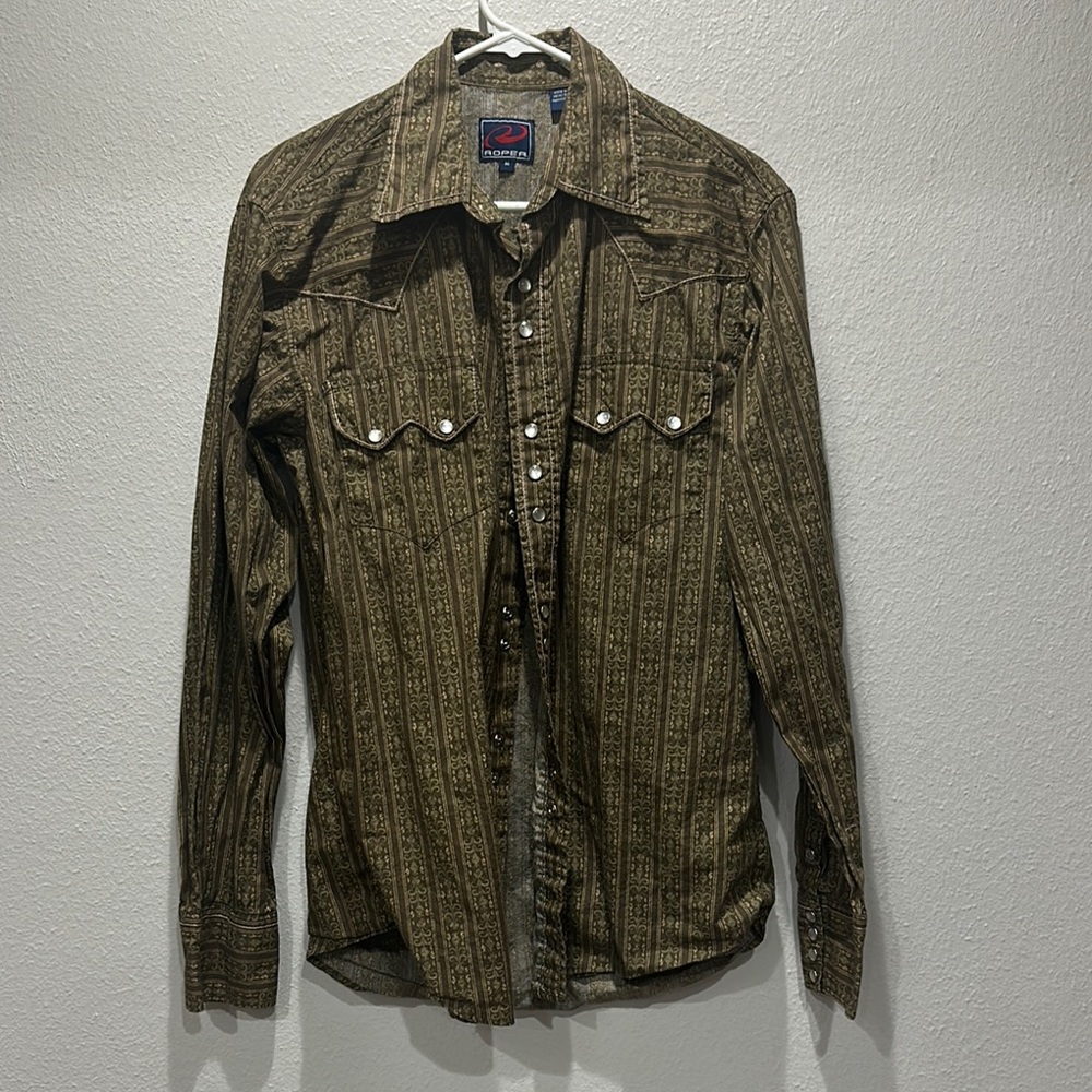 Roper Brown Patterned Casual Button Down Shirt